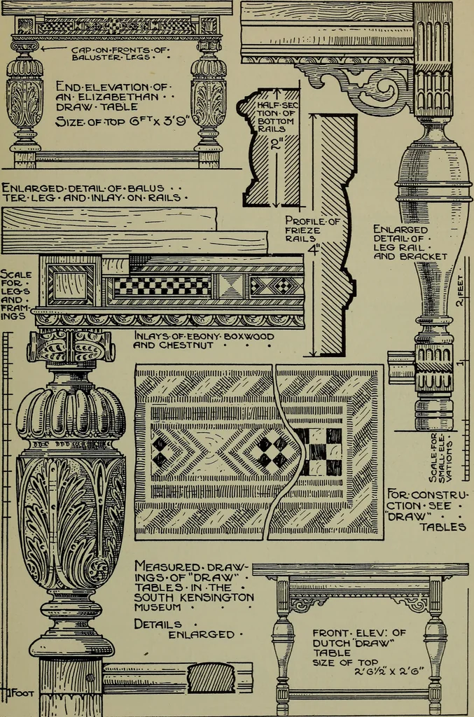 An illustration from Modern cabinetwork, furniture & fitments; an account of the theory & practice in the production of all kinds of cabinetwork & furniture, with chapters on the growth and progress of design and construction;, 1910, leaf 168