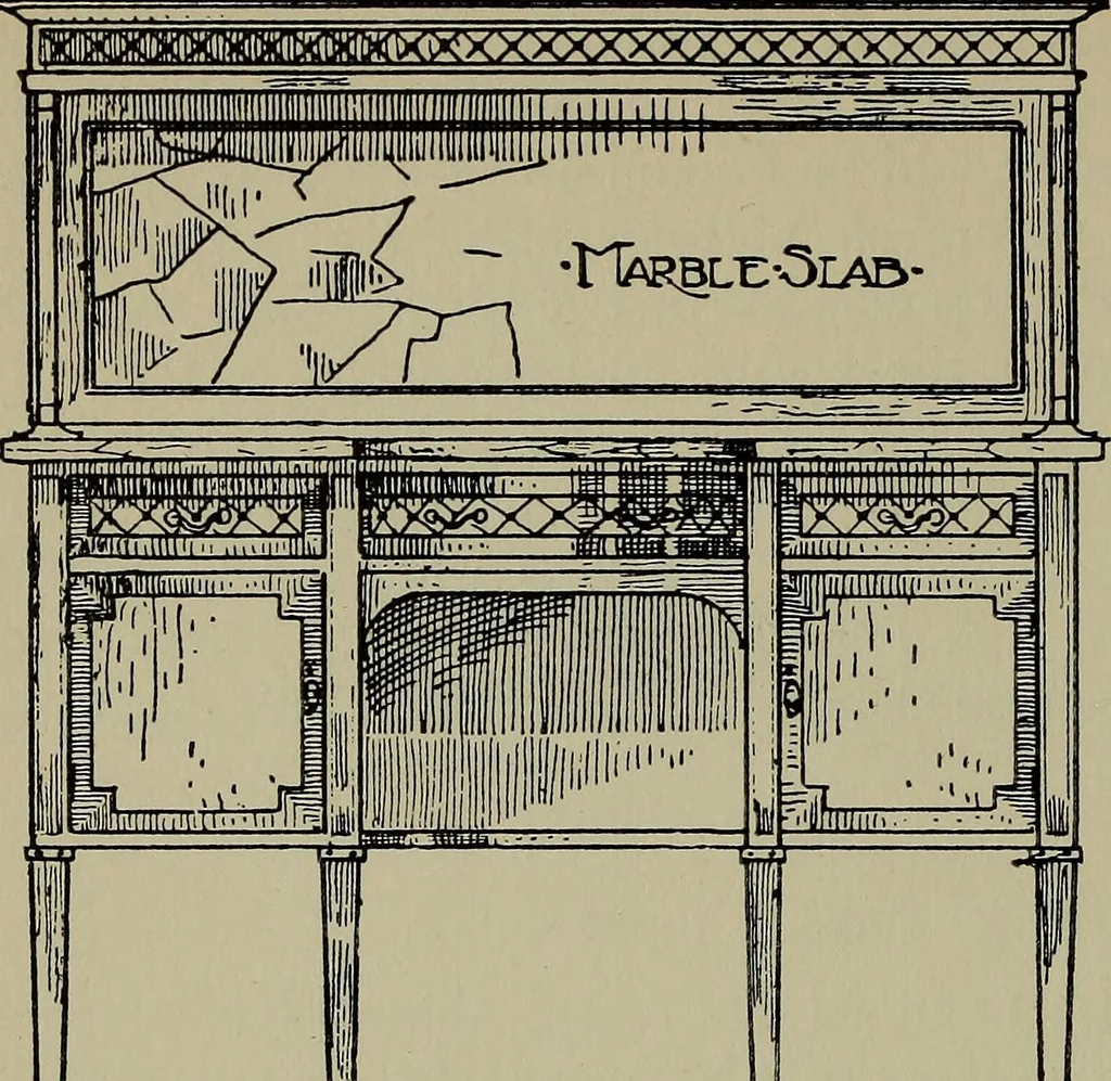 An illustration from Modern cabinetwork, furniture & fitments; an account of the theory & practice in the production of all kinds of cabinetwork & furniture, with chapters on the growth and progress of design and construction;, 1910, leaf 173