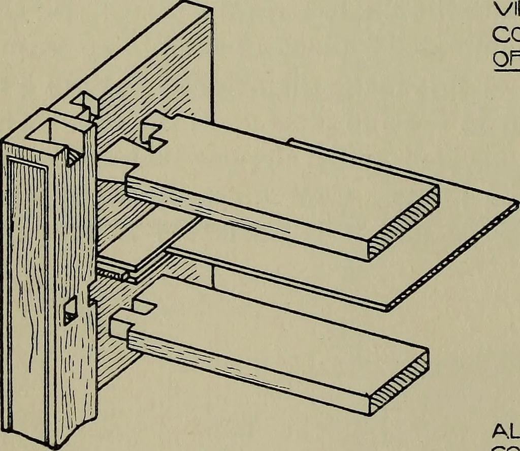 An illustration from Modern cabinetwork, furniture & fitments; an account of the theory & practice in the production of all kinds of cabinetwork & furniture, with chapters on the growth and progress of design and construction;, 1910, leaf 173