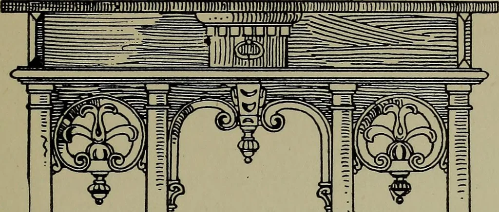 An illustration from Modern cabinetwork, furniture & fitments; an account of the theory & practice in the production of all kinds of cabinetwork & furniture, with chapters on the growth and progress of design and construction;, 1910, leaf 192