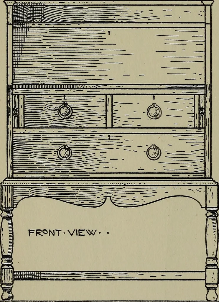 An illustration from Modern cabinetwork, furniture & fitments; an account of the theory & practice in the production of all kinds of cabinetwork & furniture, with chapters on the growth and progress of design and construction;, 1910, leaf 193