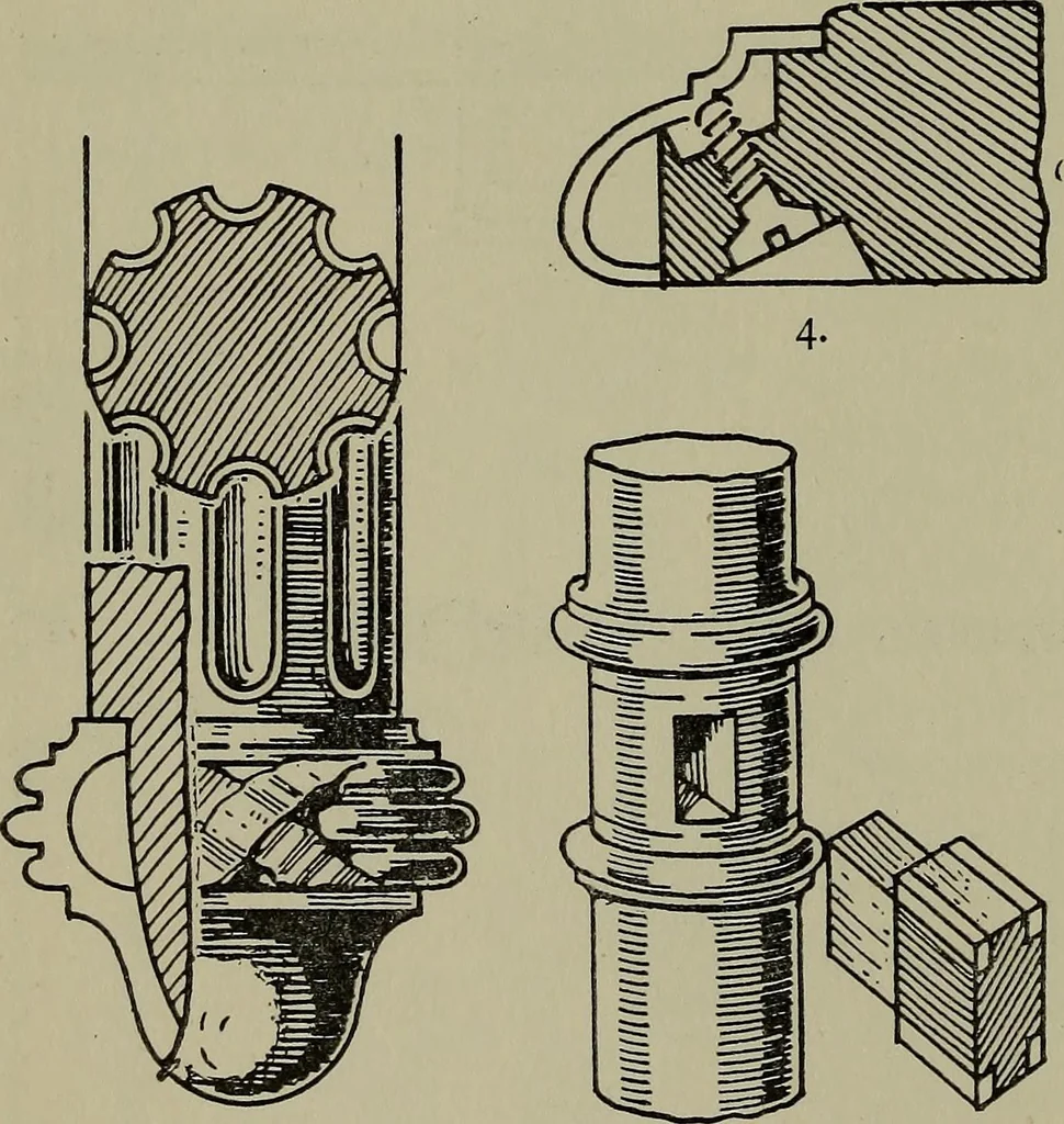 An illustration from Modern cabinetwork, furniture & fitments; an account of the theory & practice in the production of all kinds of cabinetwork & furniture, with chapters on the growth and progress of design and construction;, 1910, leaf 203