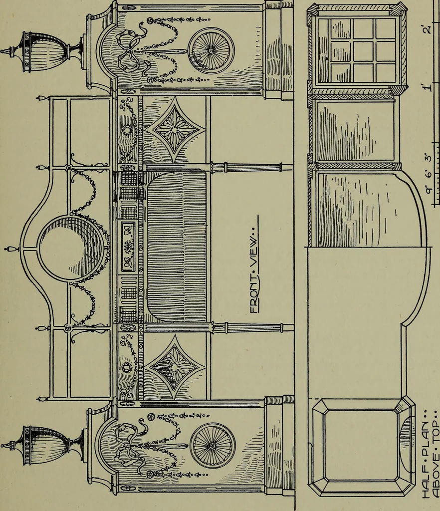 An illustration from Modern cabinetwork, furniture & fitments; an account of the theory & practice in the production of all kinds of cabinetwork & furniture, with chapters on the growth and progress of design and construction;, 1910, leaf 220