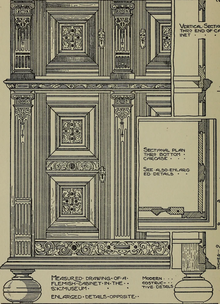 An illustration from Modern cabinetwork, furniture & fitments; an account of the theory & practice in the production of all kinds of cabinetwork & furniture, with chapters on the growth and progress of design and construction;, 1910, leaf 245