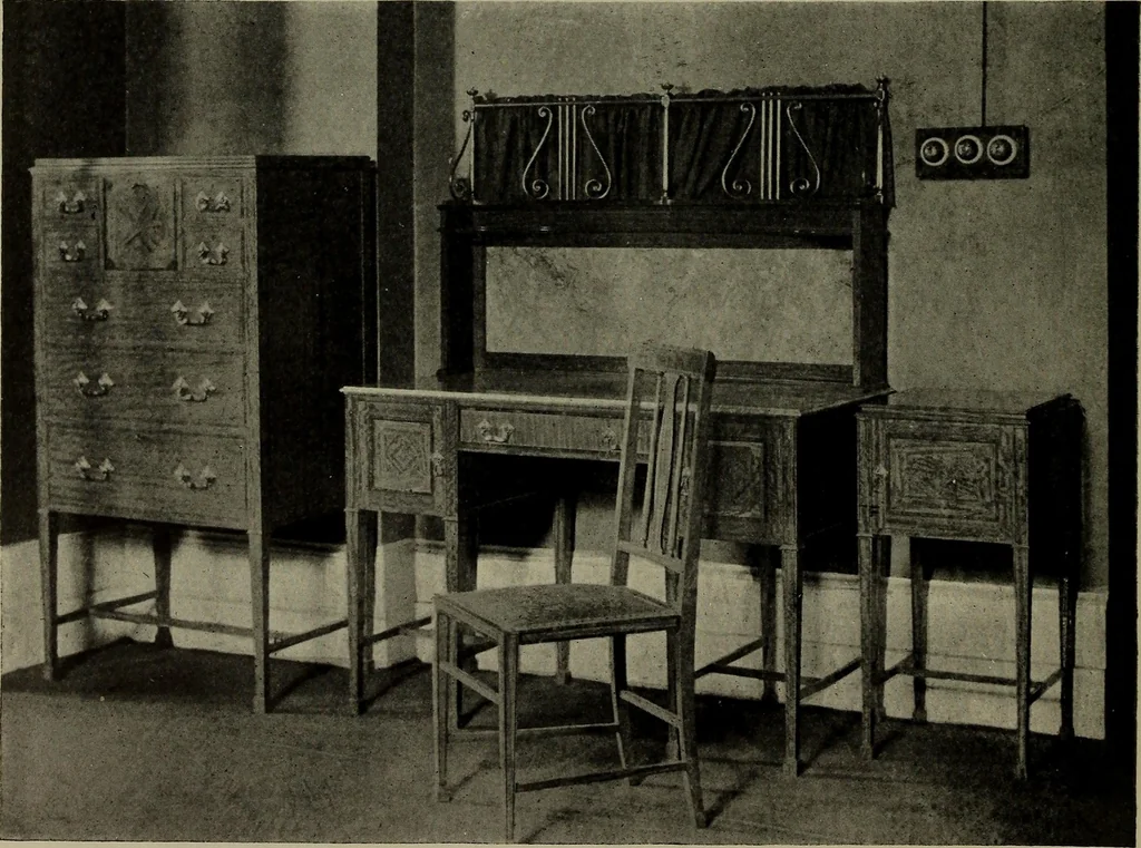 An illustration from Modern cabinetwork, furniture & fitments; an account of the theory & practice in the production of all kinds of cabinetwork & furniture, with chapters on the growth and progress of design and construction;, 1910, leaf 25