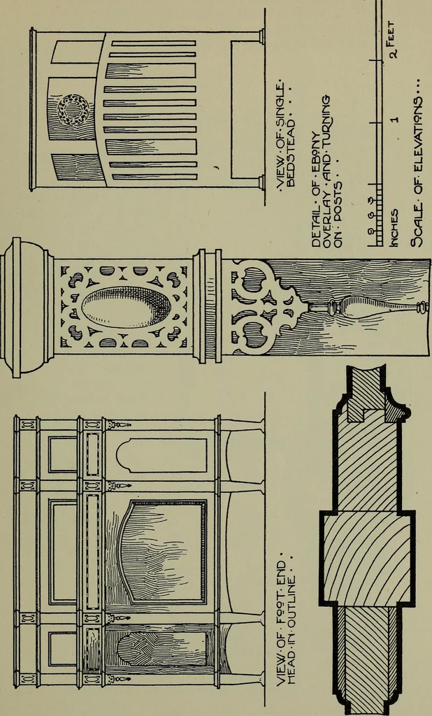 An illustration from Modern cabinetwork, furniture & fitments; an account of the theory & practice in the production of all kinds of cabinetwork & furniture, with chapters on the growth and progress of design and construction;, 1910, leaf 254