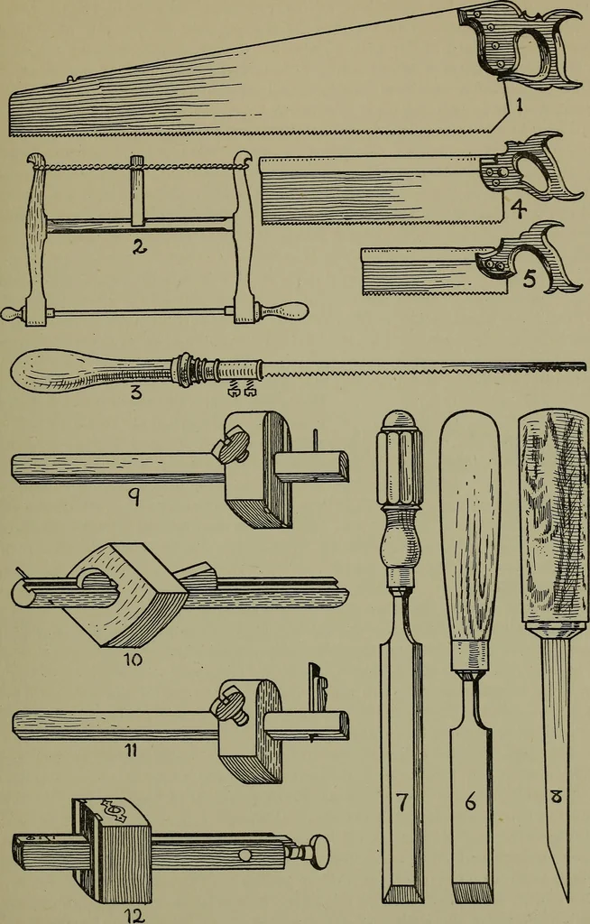 An illustration from Modern cabinetwork, furniture & fitments; an account of the theory & practice in the production of all kinds of cabinetwork & furniture, with chapters on the growth and progress of design and construction;, 1910, leaf 34