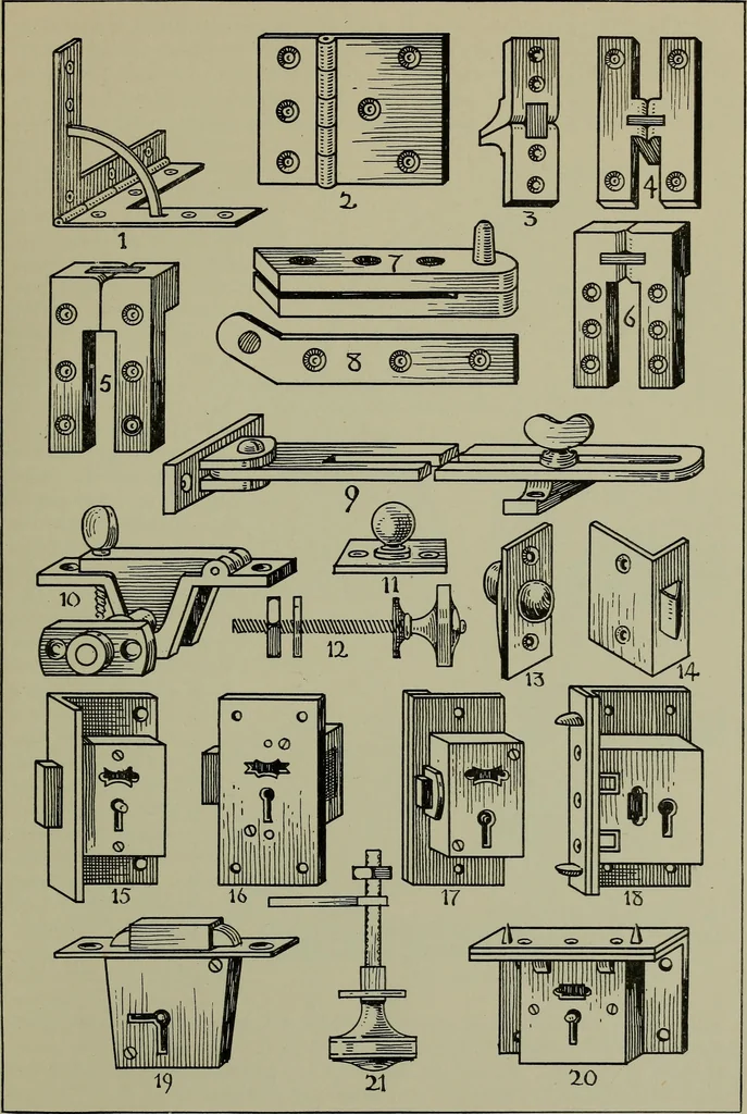 An illustration from Modern cabinetwork, furniture & fitments; an account of the theory & practice in the production of all kinds of cabinetwork & furniture, with chapters on the growth and progress of design and construction;, 1910, leaf 352