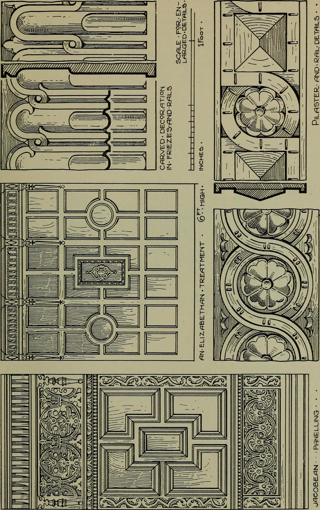 An illustration from Modern cabinetwork, furniture & fitments; an account of the theory & practice in the production of all kinds of cabinetwork & furniture, with chapters on the growth and progress of design and construction;, 1910, leaf 374