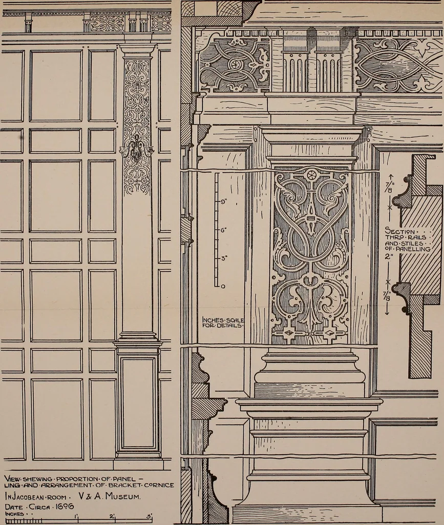 An illustration from Modern cabinetwork, furniture & fitments; an account of the theory & practice in the production of all kinds of cabinetwork & furniture, with chapters on the growth and progress of design and construction;, 1910, leaf 390