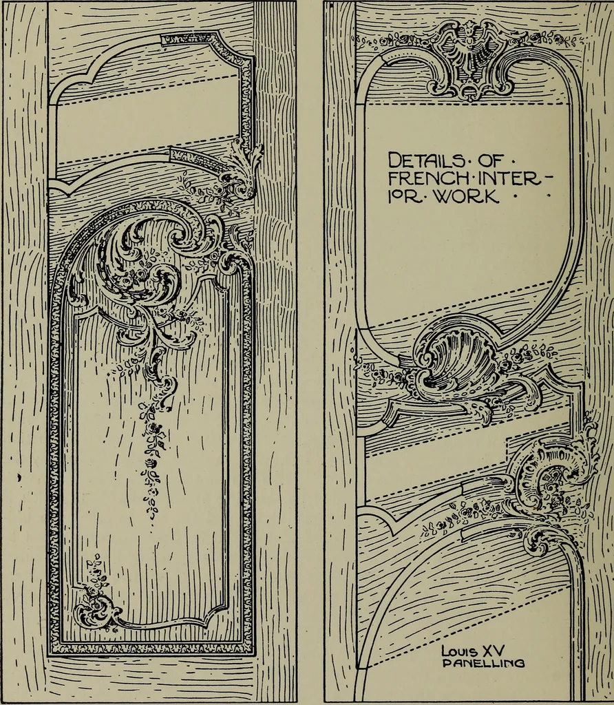 An illustration from Modern cabinetwork, furniture & fitments; an account of the theory & practice in the production of all kinds of cabinetwork & furniture, with chapters on the growth and progress of design and construction;, 1910, leaf 393