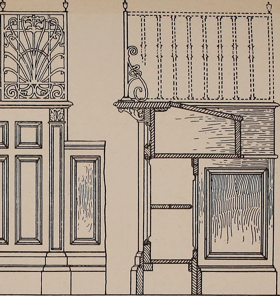 An illustration from Modern cabinetwork, furniture & fitments; an account of the theory & practice in the production of all kinds of cabinetwork & furniture, with chapters on the growth and progress of design and construction;, 1910, leaf 412