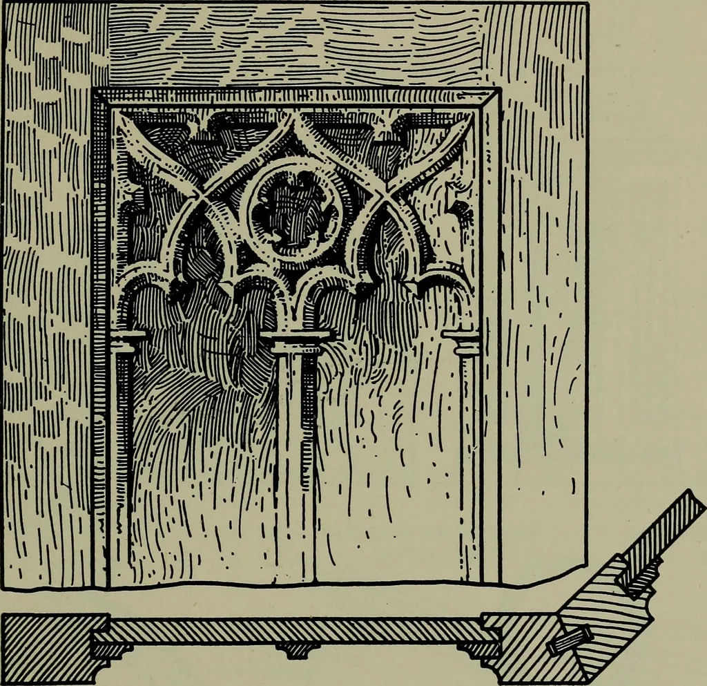 An illustration from Modern cabinetwork, furniture & fitments; an account of the theory & practice in the production of all kinds of cabinetwork & furniture, with chapters on the growth and progress of design and construction;, 1910, leaf 418