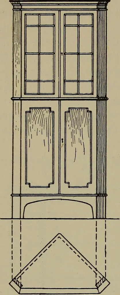 An illustration from Modern cabinetwork, furniture & fitments; an account of the theory & practice in the production of all kinds of cabinetwork & furniture, with chapters on the growth and progress of design and construction;, 1910, leaf 55