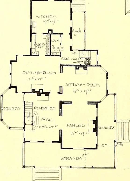 An illustration from Modern dwellings : a book of practical designs and plans for those who wish to build or beautify their homes, 1901, leaf 13