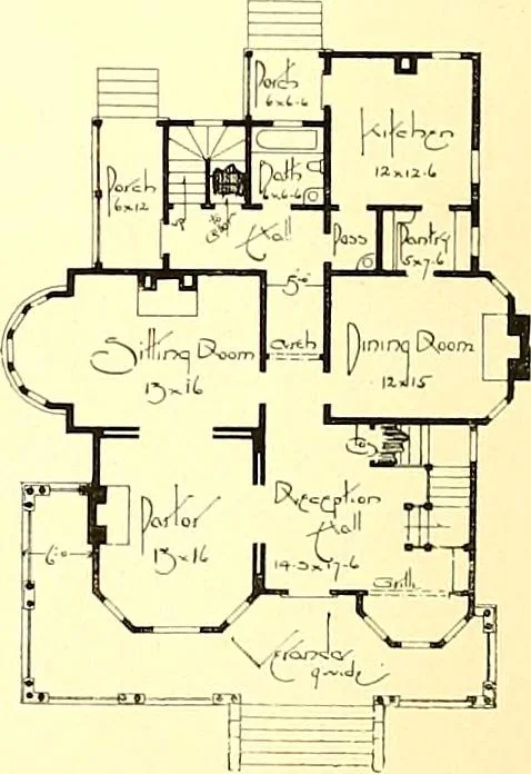 An illustration from Modern dwellings : a book of practical designs and plans for those who wish to build or beautify their homes, 1901, leaf 15