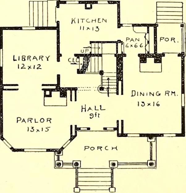 An illustration from Modern dwellings : a book of practical designs and plans for those who wish to build or beautify their homes, 1901, leaf 21