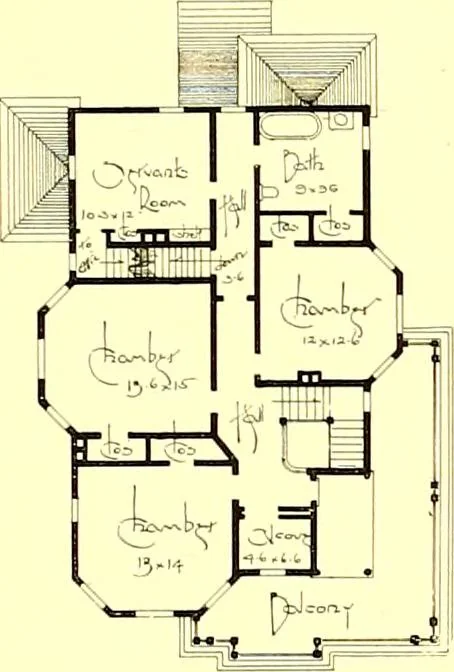 An illustration from Modern dwellings : a book of practical designs and plans for those who wish to build or beautify their homes, 1901, leaf 32