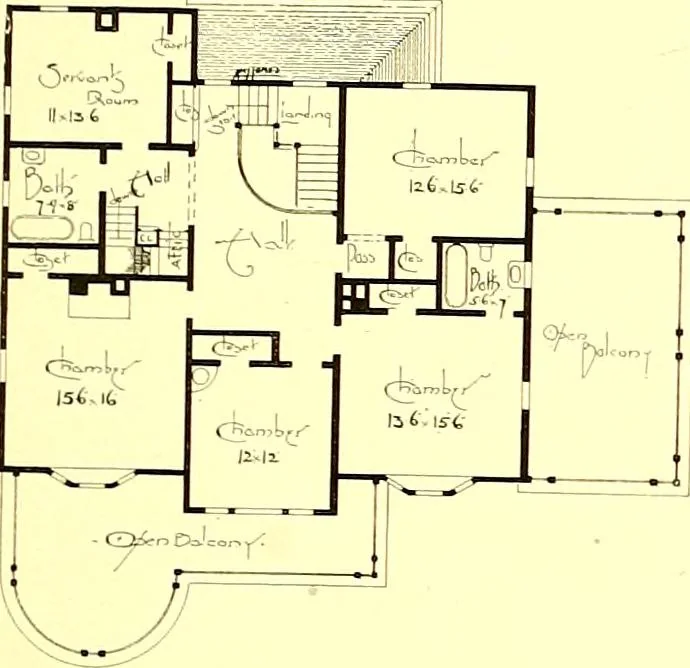 An illustration from Modern dwellings : a book of practical designs and plans for those who wish to build or beautify their homes, 1901, leaf 36