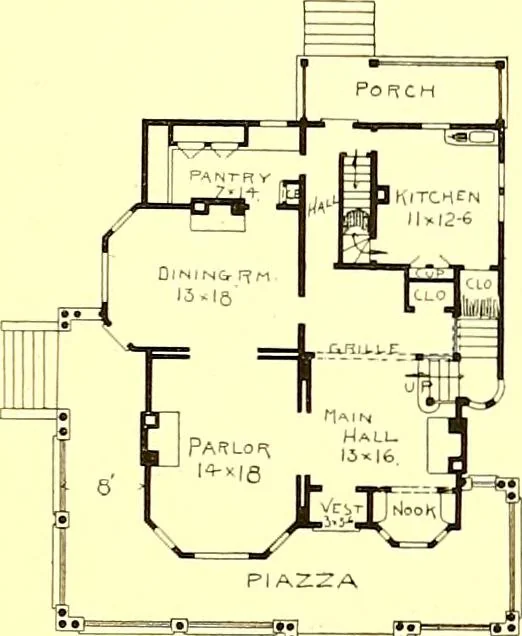An illustration from Modern dwellings : a book of practical designs and plans for those who wish to build or beautify their homes, 1901, leaf 38