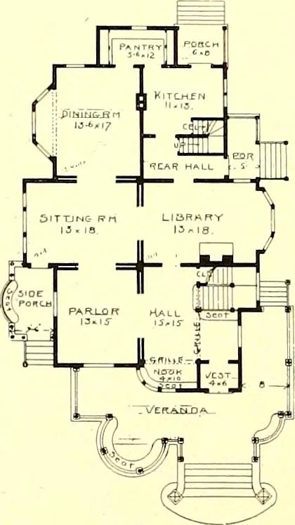 An illustration from Modern dwellings : a book of practical designs and plans for those who wish to build or beautify their homes, 1901, leaf 39