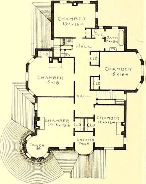 An illustration from Modern dwellings : a book of practical designs and plans for those who wish to build or beautify their homes, 1901, leaf 45