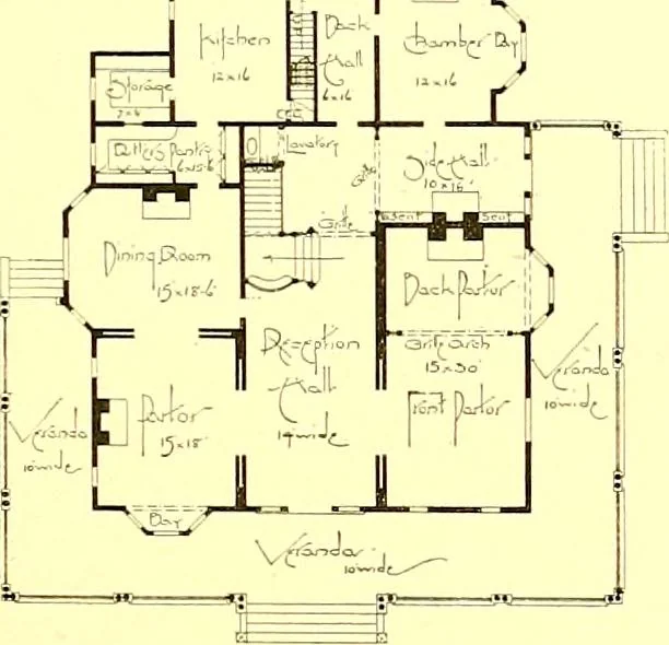 An illustration from Modern dwellings : a book of practical designs and plans for those who wish to build or beautify their homes, 1901, leaf 46