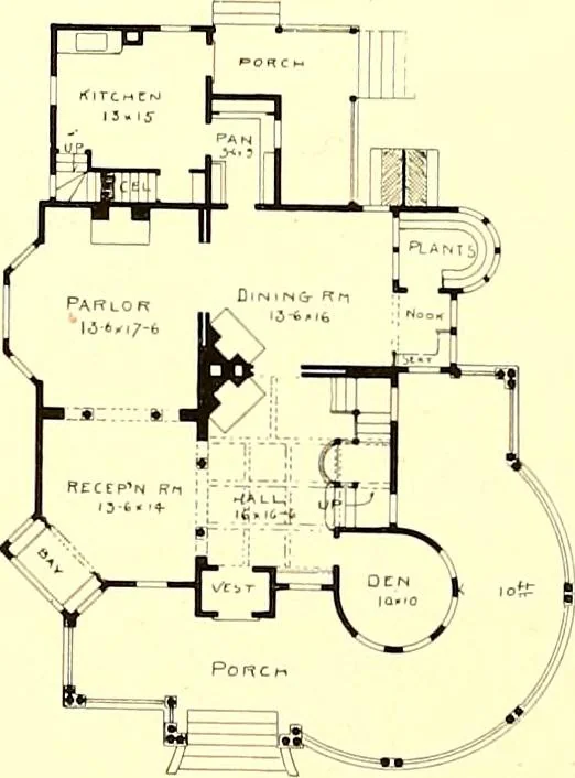 An illustration from Modern dwellings : a book of practical designs and plans for those who wish to build or beautify their homes, 1901, leaf 51