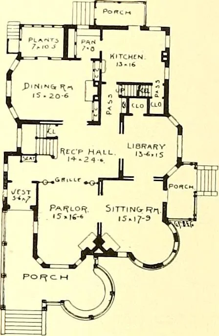 An illustration from Modern dwellings : a book of practical designs and plans for those who wish to build or beautify their homes, 1901, leaf 59