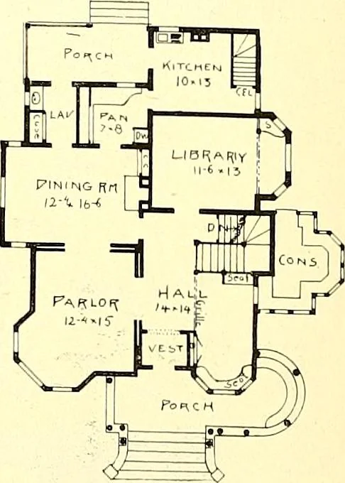 An illustration from Modern dwellings : a book of practical designs and plans for those who wish to build or beautify their homes, 1901, leaf 63