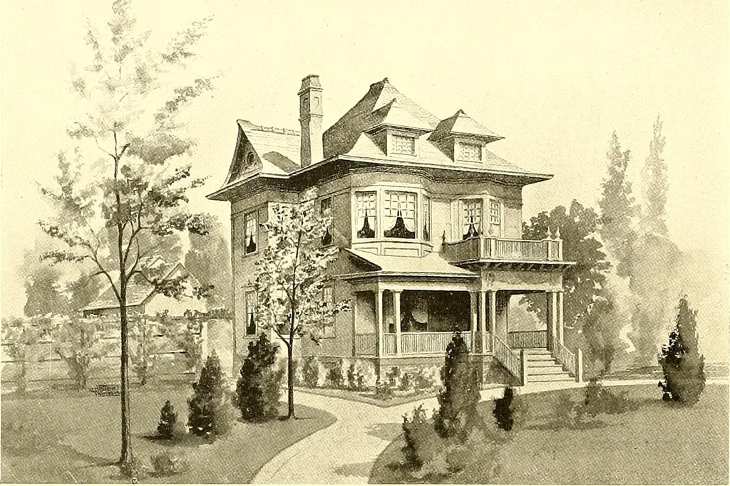 An illustration from Modern dwellings : a book of practical designs and plans for those who wish to build or beautify their homes, 1901, leaf 73