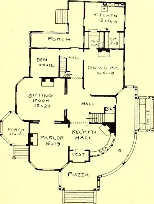 An illustration from Modern dwellings : a book of practical designs and plans for those who wish to build or beautify their homes, 1901, leaf 76