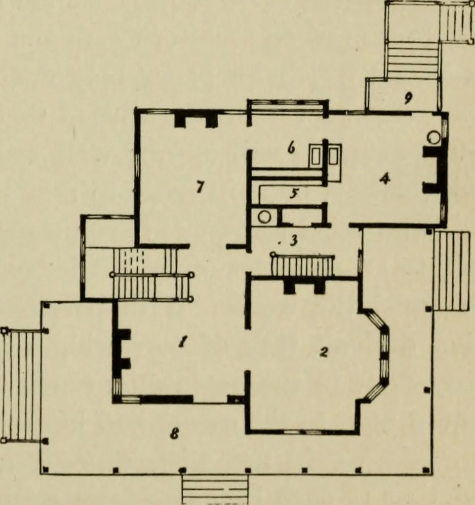 An illustration from Modern dwellings in town and country adapted to American wants and climate with a treatise on furniture and decoration, 1878, leaf 108