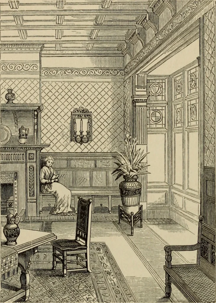 An illustration from Modern dwellings in town and country adapted to American wants and climate with a treatise on furniture and decoration, 1878, leaf 209