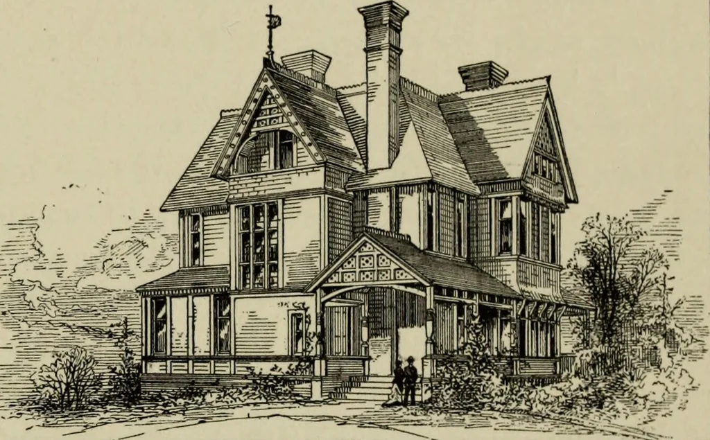 An illustration from Modern dwellings in town and country adapted to American wants and climate with a treatise on furniture and decoration, 1878, leaf 58