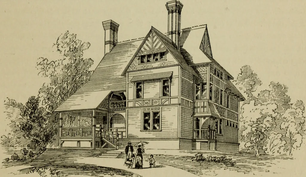 An illustration from Modern dwellings in town and country adapted to American wants and climate with a treatise on furniture and decoration, 1878, leaf 84