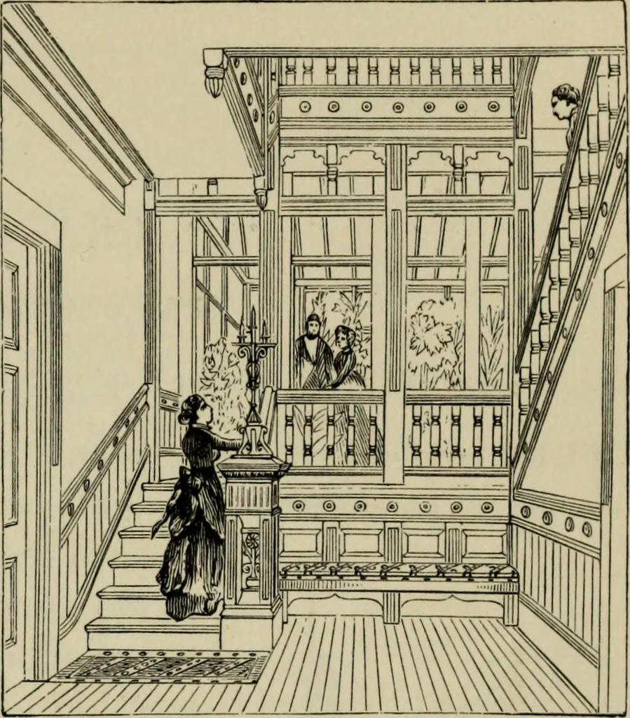 An illustration from Modern dwellings in town and country adapted to American wants and climate with a treatise on furniture and decoration, 1878, leaf 92