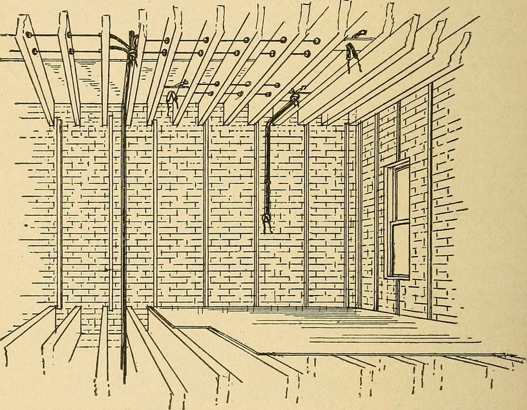 An illustration from Modern electrical construction; a reliable, practical guide for the beginner in electrical construction, showing the latest approved methods of installing work of all kinds according to the safety rules of the National board of fire underwriters, 1905, leaf 145