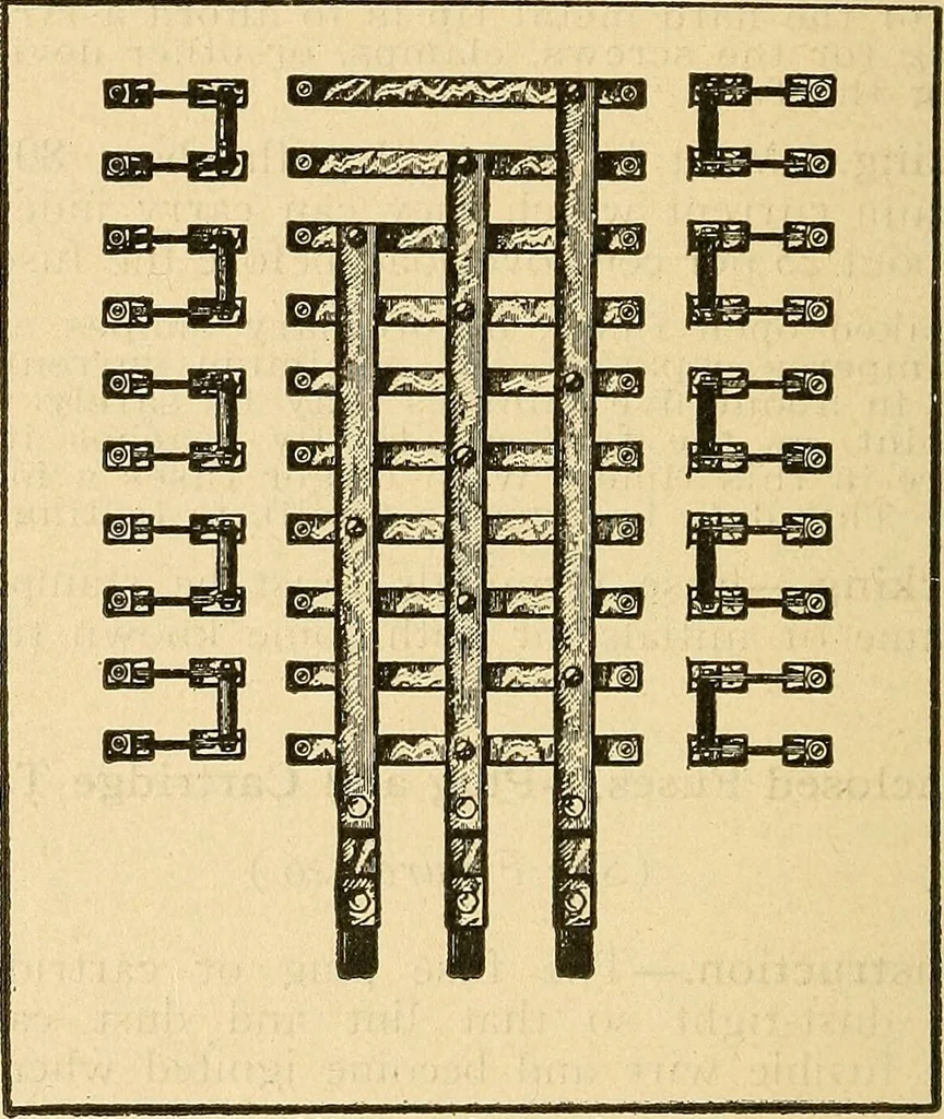 An illustration from Modern electrical construction; a reliable, practical guide for the beginner in electrical construction, showing the latest approved methods of installing work of all kinds according to the safety rules of the National board of fire underwriters, 1905, leaf 203