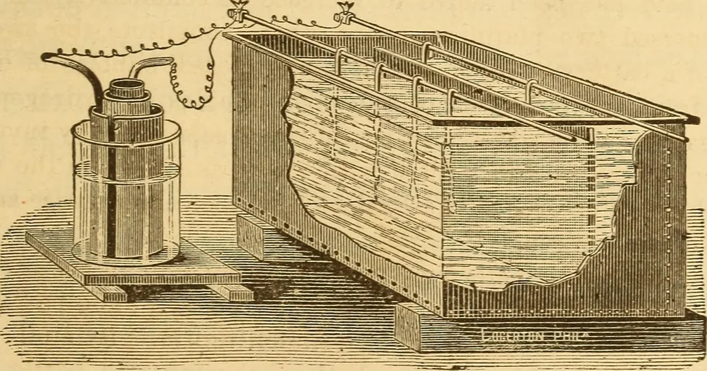 An illustration from Modern electricity and magnetism, theoretically and practically considered, 1885, leaf 116
