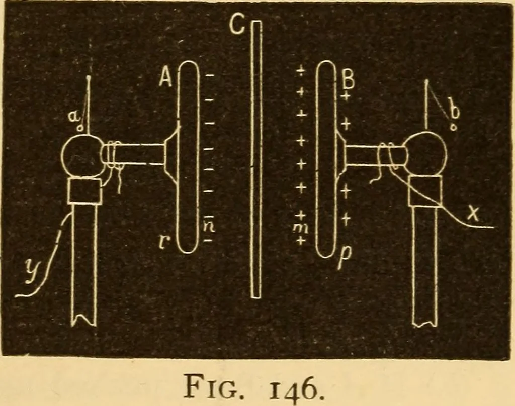 An illustration from Modern electricity and magnetism, theoretically and practically considered, 1885, leaf 56