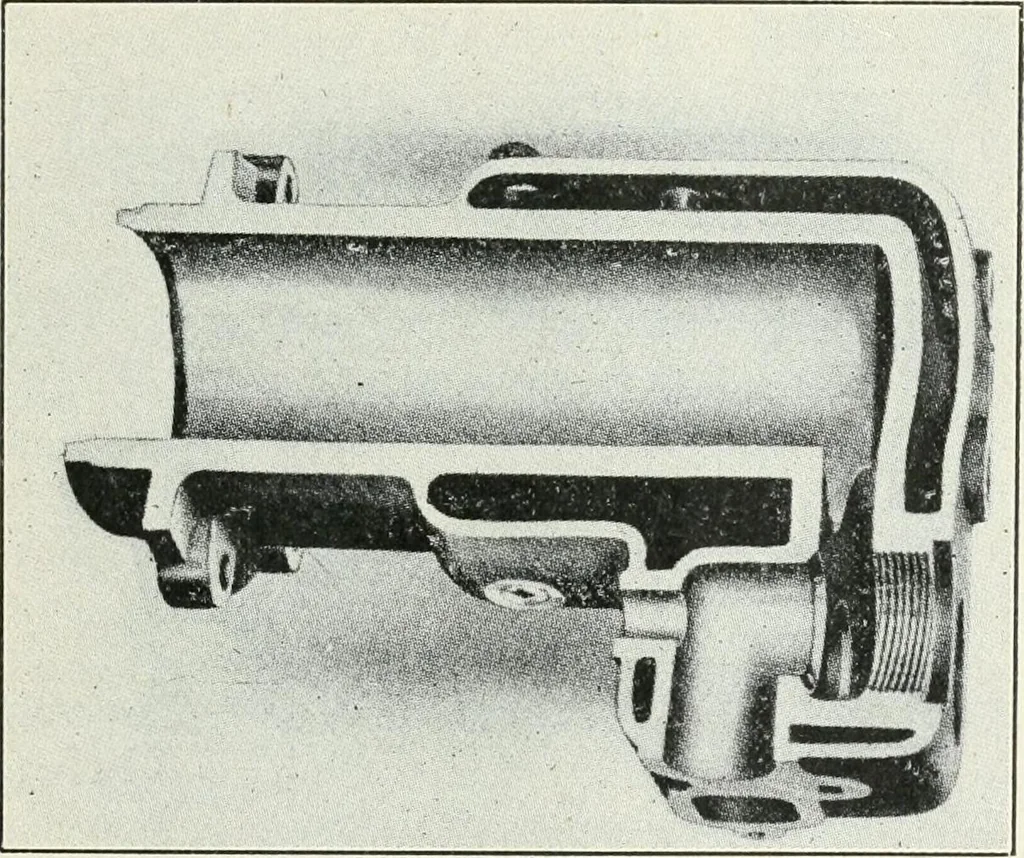 An illustration from The modern gas tractor, its construction, utility, operation and repair: a practical treatise defining every branch of up-to-date gas tractor engineering, driving and maintenance in a non-technical manner. Considers fully all types of power plants and their components, methods of drive and speed changing mechanisms. Describes design and construction as well as practical application of tractors in the field, 1919, leaf 134