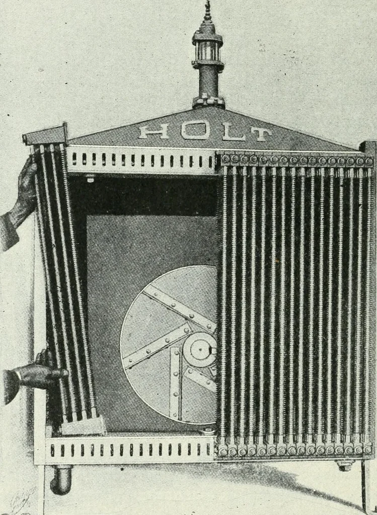 An illustration from The modern gas tractor, its construction, utility, operation and repair: a practical treatise defining every branch of up-to-date gas tractor engineering, driving and maintenance in a non-technical manner. Considers fully all types of power plants and their components, methods of drive and speed changing mechanisms. Describes design and construction as well as practical application of tractors in the field, 1919, leaf 235