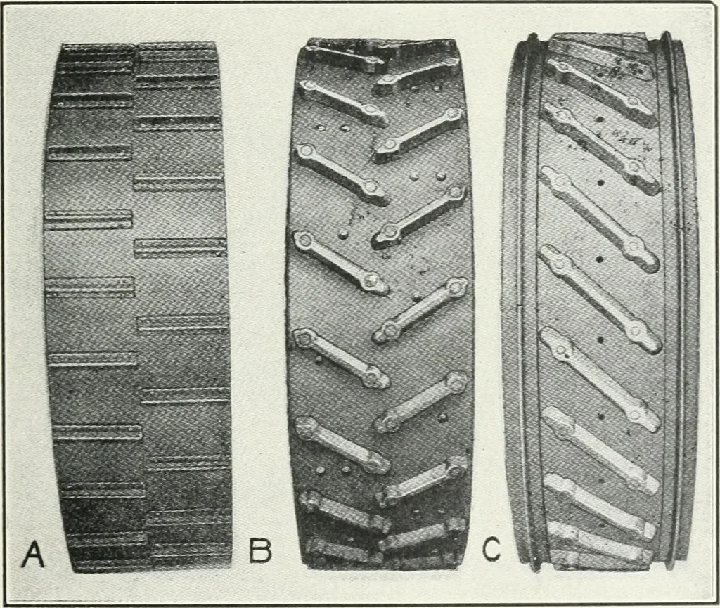 An illustration from The modern gas tractor, its construction, utility, operation and repair: a practical treatise defining every branch of up-to-date gas tractor engineering, driving and maintenance in a non-technical manner. Considers fully all types of power plants and their components, methods of drive and speed changing mechanisms. Describes design and construction as well as practical application of tractors in the field, 1919, leaf 308