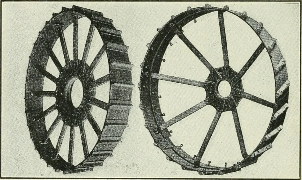 An illustration from The modern gas tractor, its construction, utility, operation and repair: a practical treatise defining every branch of up-to-date gas tractor engineering, driving and maintenance in a non-technical manner. Considers fully all types of power plants and their components, methods of drive and speed changing mechanisms. Describes design and construction as well as practical application of tractors in the field, 1919, leaf 309