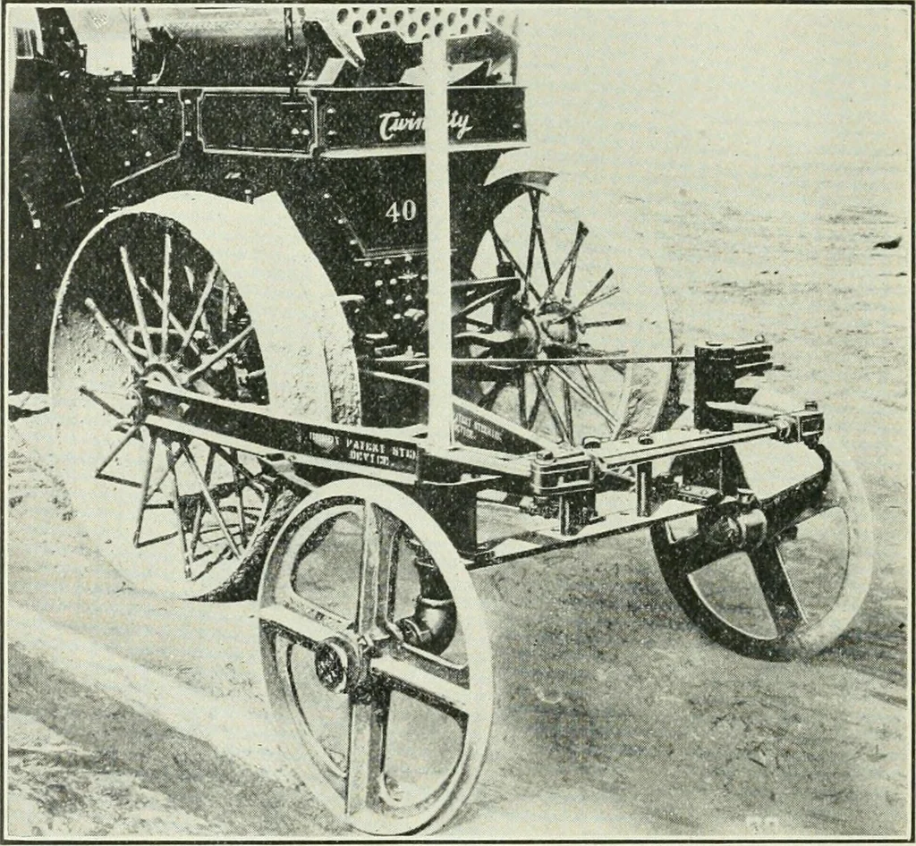 An illustration from The modern gas tractor, its construction, utility, operation and repair: a practical treatise defining every branch of up-to-date gas tractor engineering, driving and maintenance in a non-technical manner. Considers fully all types of power plants and their components, methods of drive and speed changing mechanisms. Describes design and construction as well as practical application of tractors in the field, 1919, leaf 323