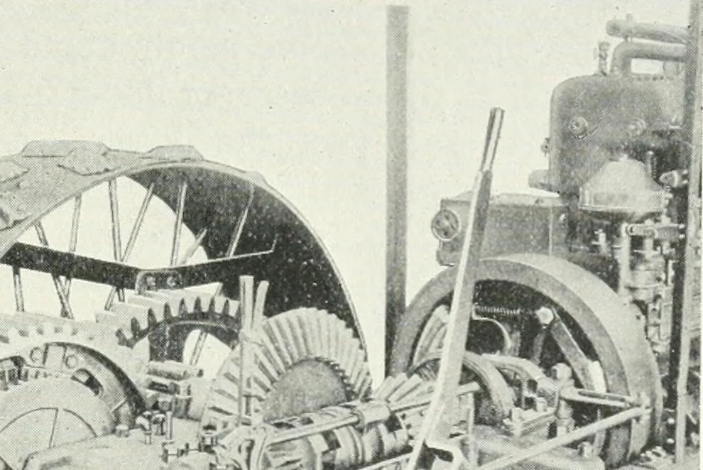 An illustration from The modern gas tractor, its construction, utility, operation and repair: a practical treatise defining every branch of up-to-date gas tractor engineering, driving and maintenance in a non-technical manner. Considers fully all types of power plants and their components, methods of drive and speed changing mechanisms. Describes design and construction as well as practical application of tractors in the field, 1919, leaf 402