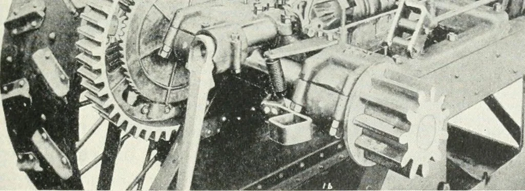 An illustration from The modern gas tractor, its construction, utility, operation and repair: a practical treatise defining every branch of up-to-date gas tractor engineering, driving and maintenance in a non-technical manner. Considers fully all types of power plants and their components, methods of drive and speed changing mechanisms. Describes design and construction as well as practical application of tractors in the field, 1919, leaf 402