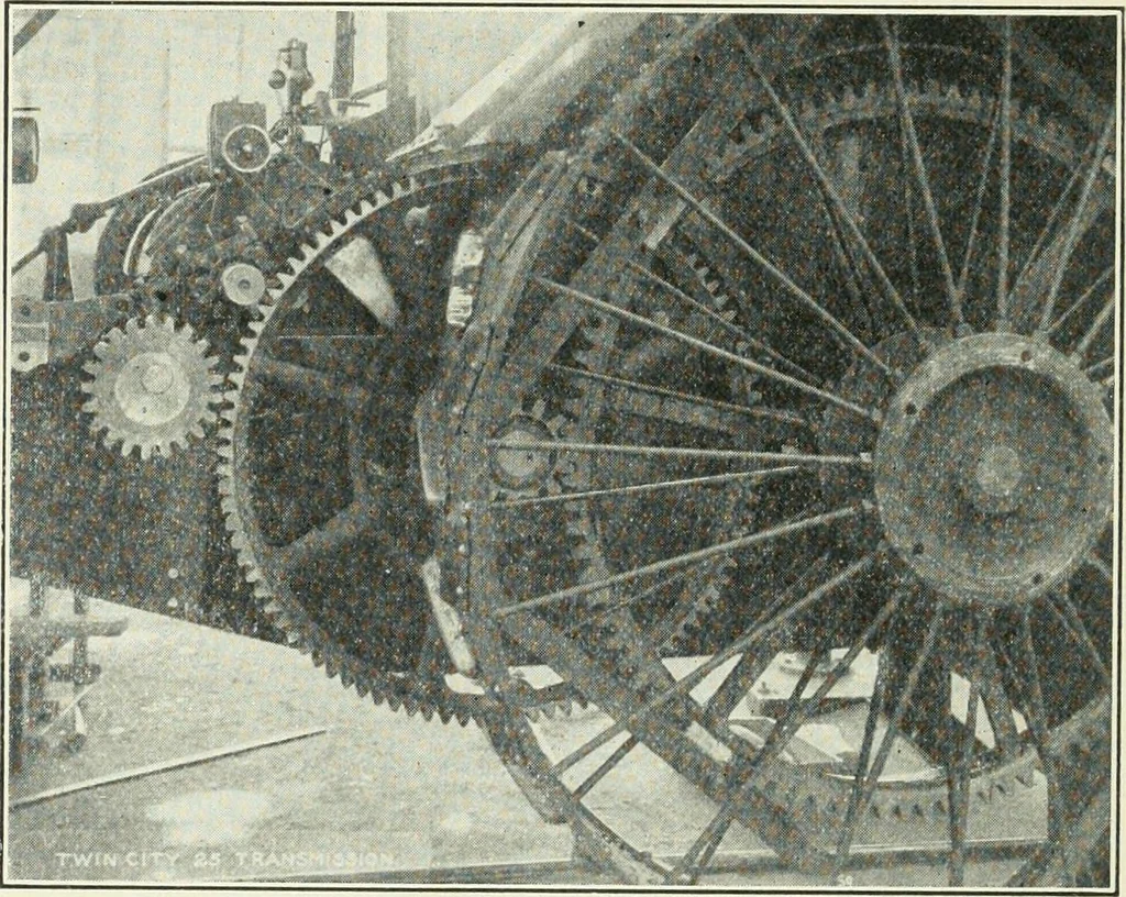 An illustration from The modern gas tractor, its construction, utility, operation and repair: a practical treatise defining every branch of up-to-date gas tractor engineering, driving and maintenance in a non-technical manner. Considers fully all types of power plants and their components, methods of drive and speed changing mechanisms. Describes design and construction as well as practical application of tractors in the field, 1919, leaf 405