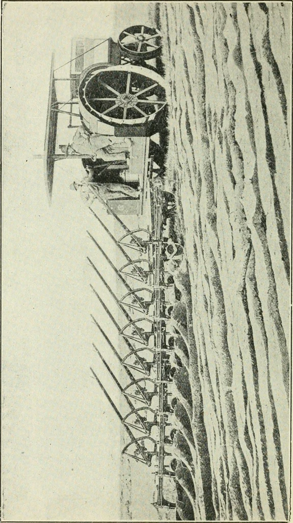 An illustration from The modern gas tractor, its construction, utility, operation and repair: a practical treatise defining every branch of up-to-date gas tractor engineering, driving and maintenance in a non-technical manner. Considers fully all types of power plants and their components, methods of drive and speed changing mechanisms. Describes design and construction as well as practical application of tractors in the field, 1919, leaf 407